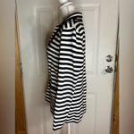Loft Navy & White striped Sweater Blazer W/ One Gold Button Closure. Size M Photo 3