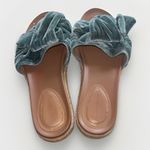 ZARA  Velvet‎ Bow Sandals Slides Espadrilles 39 Blue Teal  Open Toe Boho Classic Photo 3