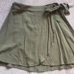 American Eagle olive green tie front wrap skirt Photo 0