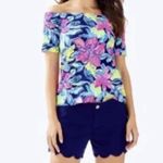 Lilly Pulitzer Keria Top Nauti Navy Capri Soleil XXS WORN ONCE VIBRANT COLORS Photo 1