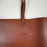 Vince Camuto Tote Bag Brown Leather Black Stripe Top Handle Shoulder Bag Photo 2