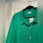 NWT Toofan Size 2X Jade Green Long Sleeve Pearl Button Front Tiered Shift Dress Photo 8