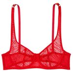 Victoria's Secret 38. Very Sexy Unlined Zebra Lace Balconette Bra Red Size 32DD Photo 0