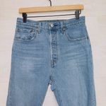 Levi's 501 Medium Wash Denim High Waisted Button Fly Raw Hem Skinny Jeans Photo 1