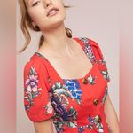 Anthropologie Maeve Caldwell Buttondown Dress Floral Red Boho Size 0 XXS XS Photo 2