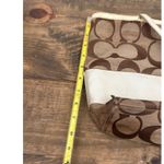 Coach Signature Brown Beige Canvas Leather Trimmed Tote Handbag Purse Photo 5