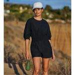 Sweaty Betty  Loren‎ Poplin Romper in Black Size L NWT Anthropologie Photo 1