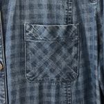 J.Jill  Denim Blue Dress Petite M Plaid Button Front Roll Tab Shirt Dress Photo 2