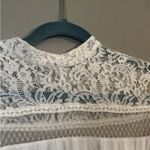 EXPRESS Womens Small Ivory Lace Short Sleeve mock neck Top Photo 2