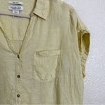 Rachel Zoe  100% Linen Yellow Button Down Shirt, Sz Large Photo 2
