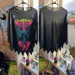 Women’s Halloween Colorful Skeleton Poncho Costume Black Photo 2
