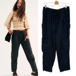 Free People Feelin' Good Pants Linen Blend Utility Cargo Black Size Small Photo 1