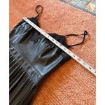 EXPRESS  Black Faux Leather Pleated Dress Lace Trim Size S/M Photo 2