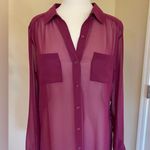 NWOT Trouvé Merlot sheer shirt dress Sz M Purple Size M Photo 2