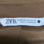 ZARA Women's Brown Silky Satin Long Sleeve Button Down Crop Shirt Top Size XS Photo 2