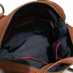 Tommy Hilfiger Brown Pebbled Leather Gold Tone Logo Bowler Satchel Shoulder Crossbody Hand Bag Purse Striped #Preppy Quiet #Luxury #Chic #Office siren #Workwear Measurement in pics Photo 3