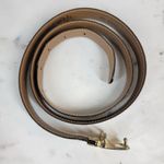 Vintage Mens Belt 36/90 Black Genuine Leather Ostrich Gold Box Frame Buckle Photo 6