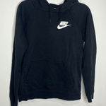 Nike  black hoodie sweatshirt white logo women's size small kangaroo pocket Photo 0