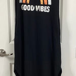Anrabess Black Sleeveless Maxi Dress with Orange Graphic by Good Vibes Photo 0