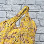 Sanctuary  Women's Yellow Paisley Asymmetrical Shoulder One-Piece Swim Size L New Photo 3