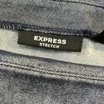 EXPRESS  Stretch Denim Mini Skirt w Leather Floral Applique Dark Blue/Black-3/4 Photo 2