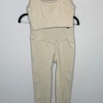 Joy Lab Cream Textured Workout Set Sports Bra Legging Crop Top Small Photo 0