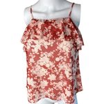 Evereve XS tank top red white floral print double layered ruffle chiffon summer Photo 1