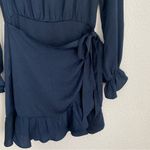 NWT navy blue long sleeve faux wrap dress size S Photo 1