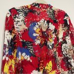 Red with Bright Floral Print Lightweight Long Sleeve Jacket Cardigan Size 14 Photo 5