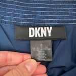 DKNY  Pinstripe Mini Skirt Size 12 Navy‎ Linen Blend Casual Career Photo 4