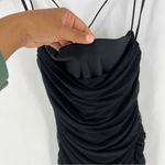 Windsor  LBD Black Sheer Mesh Ruched Gathered‎ Strappy Cowl Neck Mini Dress Photo 2