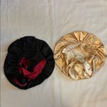 None Silk Hair Bonnet 2 piece Black / Gold NIP Photo 1