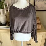 Free People MOVEMENT Field Of Dreams Pullover Top Boho Gray Oversized Size Small Photo 1
