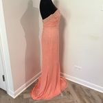ALYCE DESIGNS Vintage Coral Greek Goddess One Shoulder Beaded Long Prom Dress 6 Photo 2