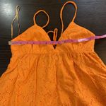 ZARA  Eyelet Babydoll Summer Dress Medium Festival Spaghetti Tie Back Orange Photo 5