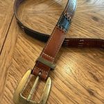 Fossil  Women's Leather Brown Patchwork Belt BT 1412 M Brass Tone Buckle Photo 0