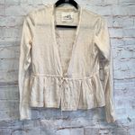 Anthropologie Angel Of The North Sweater Womens Medium Cardigan Cream Tie Front Photo 1