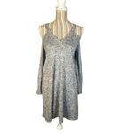 Charlotte Russe  Gray Stretch Cold Shoulder Long Sleeve V-Neck Dress Women Sz XS Photo 1
