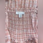 Topshop  Pink & White Romper Womens 6 US Check Tie Bow Front Peasant Casual Short Photo 2