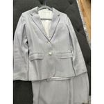 Vintage Linen Blend Skirt Suit Set Blazer Career Wear Made in Poland 6 Gray Photo 11