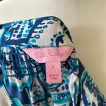 Lilly Pulitzer  Elsa Keep On Trunkin Blue & White Elephant Silk Blouse Photo 3