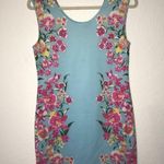 Derek Heart Dress Floral on Light Blue Scoop Neck Mini Dress Sz L BNWOT Photo 4