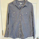 Old Navy  Womens Blue Polka Dot Long Sleeve Button Down Shirt Top‎ L Photo 0