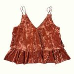 Aerie  Velvet Ruffle Layer V Neck Tank Top Red-Orange Rust Photo 0