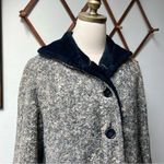 1960s Faux Fur Lined Tweed Winter Coat Medium Blue Photo 1