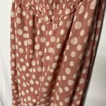 Candie's  Smocked Sleeveless Polka Dot Halter Tie Jumpsuit Large Pink White New Photo 9