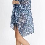 Johnny Was Calme Kimono Blue Cheetah Print Cover Up Silk Blend Sz S/M NWT Photo 0