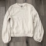 A New Day  White Sweatshirt Pullover Top with Balloon Puffy Sleeves Medium Photo 0