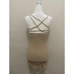 Bershka Lace-Up Back Crochet Knit Mini Dress in Tan (X-SMALL) Photo 6