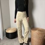 ralph lauren black label beige suede leather high waisted straight leg pants Size 8 Photo 2